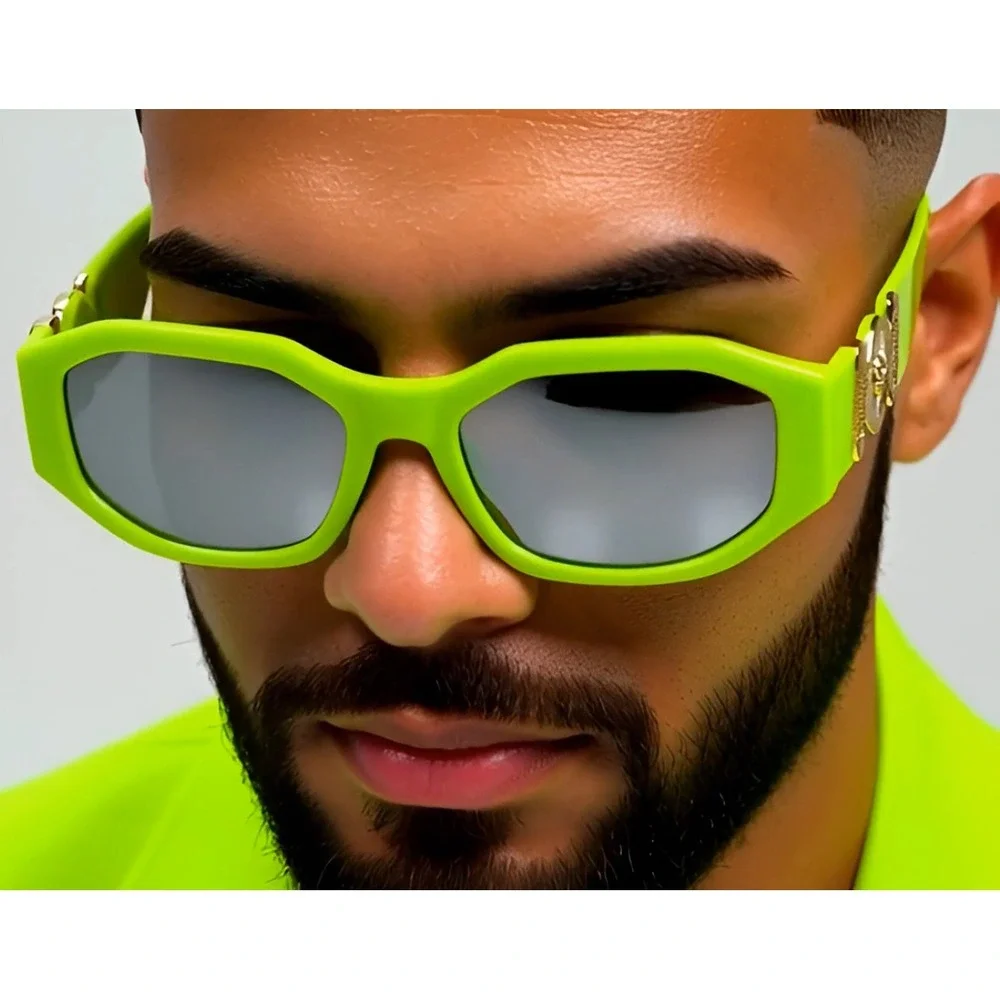 Neon Green Gold Head Sunglasses Bold‎ Statement Fashion Accessory Fashion Lentes